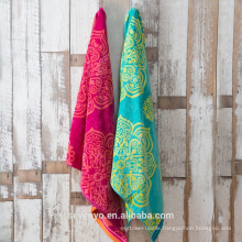 soft textile green and dark pink jacquard pattern adults Beach Towel BT-141